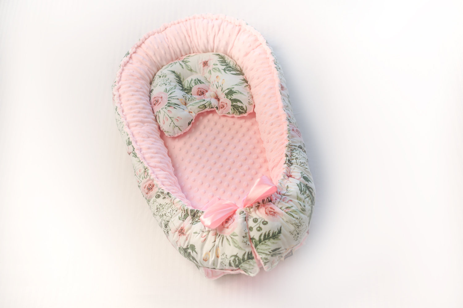 Кокон babynest для новонароджених троянди рожевий плюш - Зображення 2